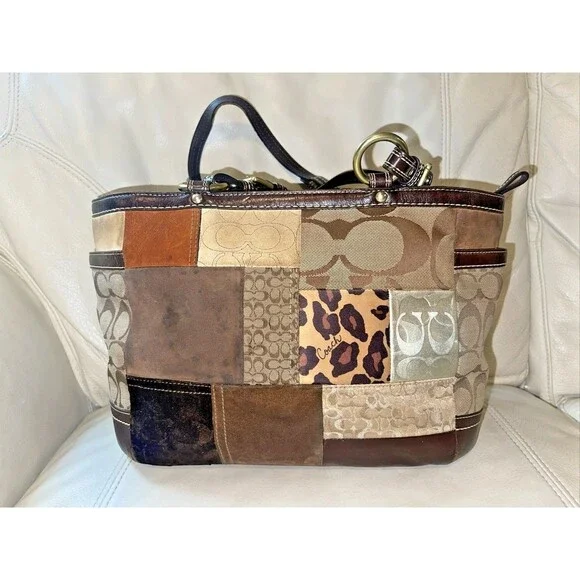 Coach Signature Patchwork Limited Edition Purse Bag F0873-F12843 Leopard VTG Y2K - Picture 3 of 16